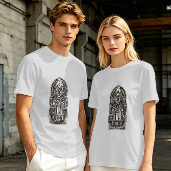Olive Graphic T-Shirt With Cult Occult Art Print