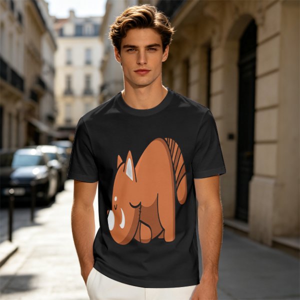 Olive Green T-Shirt With Cute Sleeping Red Panda Graphic