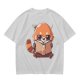 Olive T-Shirt with Cute Red Panda Reading Book Graphic