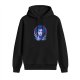 Black hoodie with neon gothic character graphic print