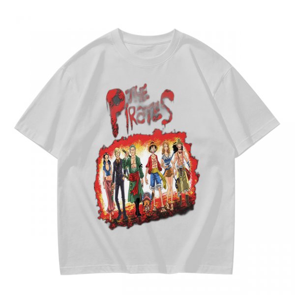 One Piece Pirates Anime Graphic Olive T-Shirt