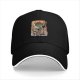 Black baseball cap with giant broccoli monster city attack print