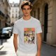 Olive green t-shirt with Yellow Fiction Simpson-style Pulp Fiction dance print