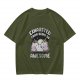 Olive t-shirt with exhausted unicorn hippo graphic and funny text
