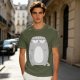 Olive Green T-Shirt With Grumpy Chubby Gray Cat Graphic
