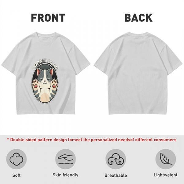 Olive T-shirt with I Don't Care Cat Graphic Print