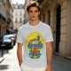 Olive T-Shirt with Trippy Mushroom House Graphic Design