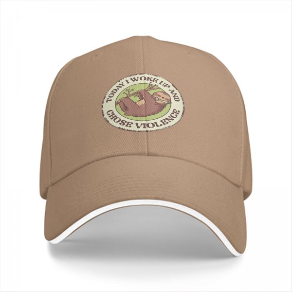 Black Baseball Cap With Sloth 'Today I Woke Up And Chose Violence' Print