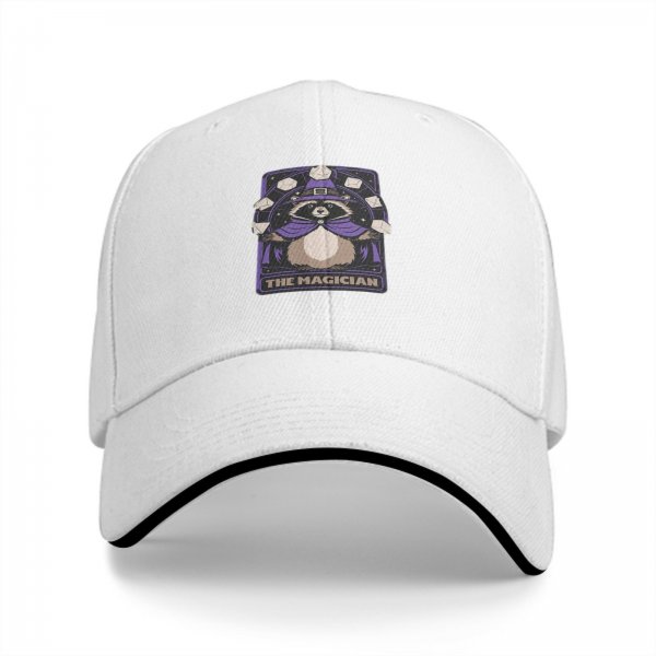 Black Baseball Cap With Raccoon Magician Tarot Art Print