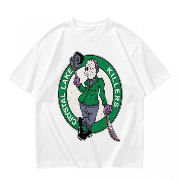Army Green T-Shirt with Crystal Lake Killers Jason Voorhees Graphic