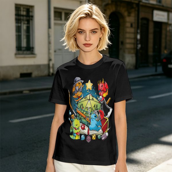 Dungeons and Dragons Cute Dragon Characters D20 T-Shirt Design