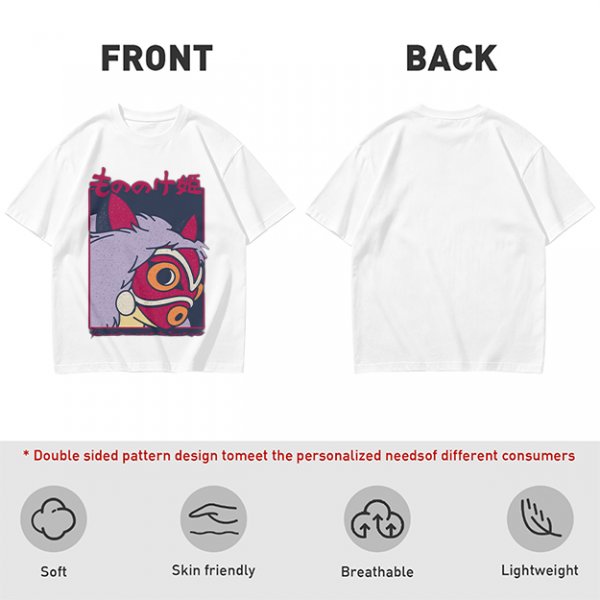 Olive T-shirt with Princess Mononoke Mask Graphic Print
