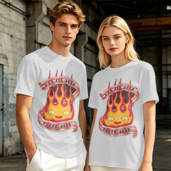 Olive T-Shirt With Calcifire Bacon Fire Graphic Print
