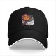 Black baseball cap with cute anime pirate character and cloud graphic