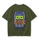 Olive T-Shirt Featuring a Retro Mobile Phone Holding a Never Forget Sign