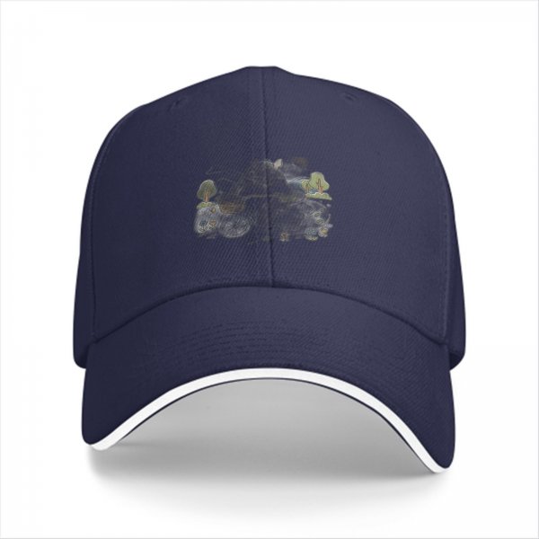 Black Baseball Cap With Subtle Nature Inspired Graphic Print
