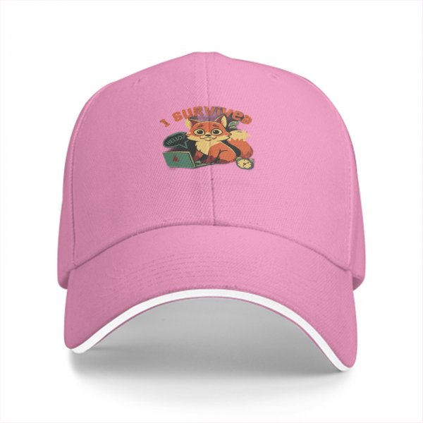 I Survived Stressed Fox Working On Laptop Graphic Baseball Cap