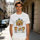 Olive T-Shirt With Angry Pineapple And Pizza Slice Cartoon Print