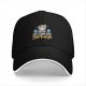 Black baseball cap with raccoon lifting weights and 'so i can eat garbage' text