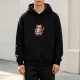 Black hoodie with a mischievous cat graphic and 'now i only drink for evil' text