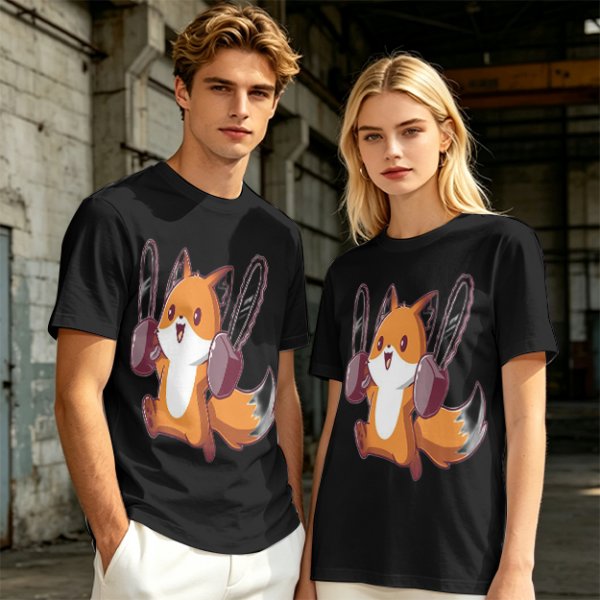 Olive T-shirt with a cute chainsaw squirrel graphic