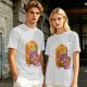 Olive Green T-Shirt with Cozy Frog in Pumpkin Hat Graphic