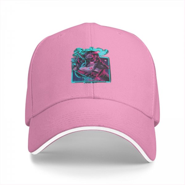 Black Baseball Cap With Cyberpunk Neon Samurai Graphic