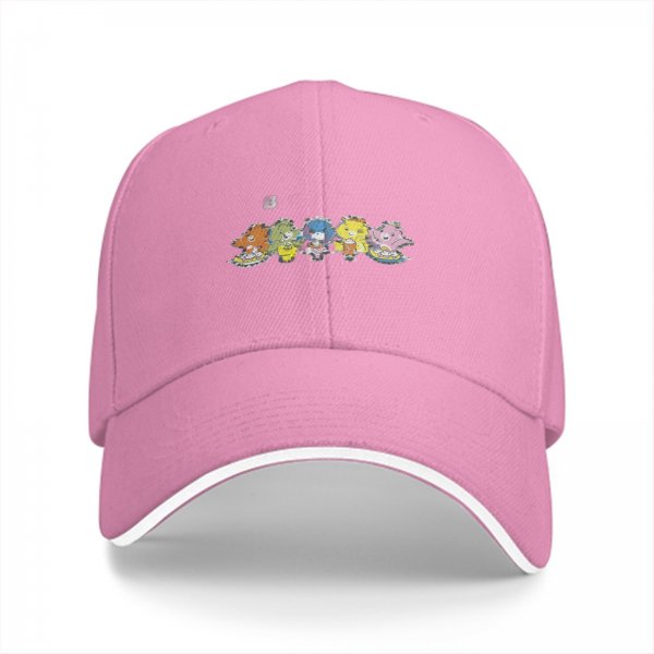 Black Baseball Cap With Colorful Cartoon Character Group Print