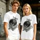 Olive T-shirt with skeleton relaxing in coffee cup graphic