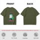 Olive green graphic tee with alien painting 'First the Earth Then Uranus'