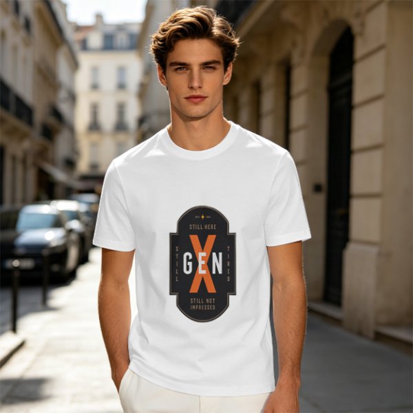 Olive Gen X Graphic T-Shirt With 'Still Here Still Not Impressed' Print