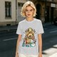 Olive T-shirt with a startled alien washing hands graphic