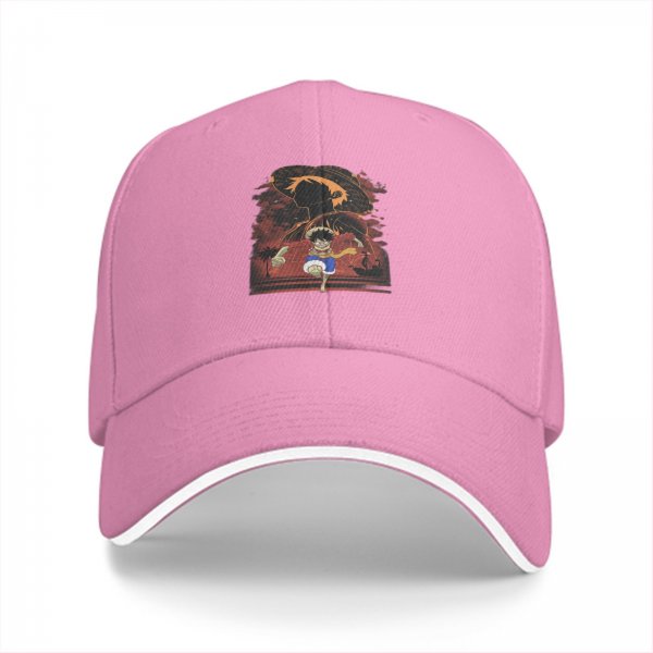 Black Baseball Cap with One Piece Luffy Straw Hat Anime Print