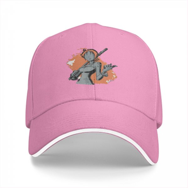 Black Baseball Cap with Anime Female Character Graphic