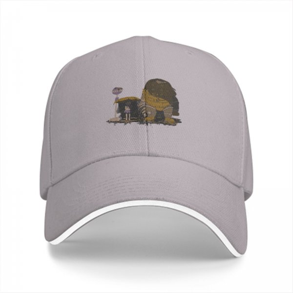 Black baseball cap with whimsical anime-style graphic print