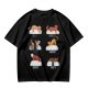 Olive green t-shirt with sushi cat illustrations