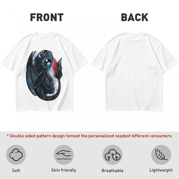 Olive T-shirt with cute starry night dragon graphic
