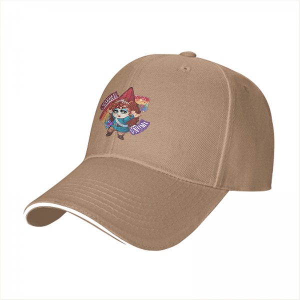 Black baseball cap with Chibi Gnome Print and Chappell Gnome Text