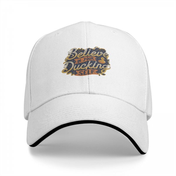 Believe In Your Ducking Self Graphic Black Baseball Cap