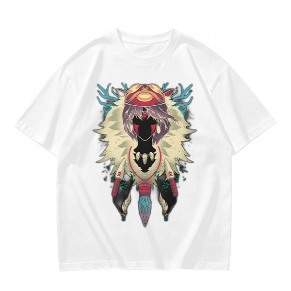 Olive Green T-Shirt With Fantasy Forest Spirit Graphic Print