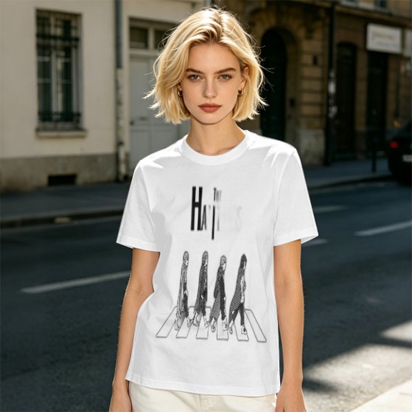 Olive T-Shirt With Anime Characters Crossing Crosswalk Print