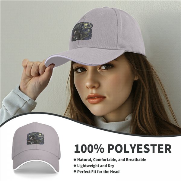 Black Baseball Cap With Starry Night Edward Scissorhands Art Print
