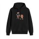 Black hoodie with cartoon heart and brain graphic print
