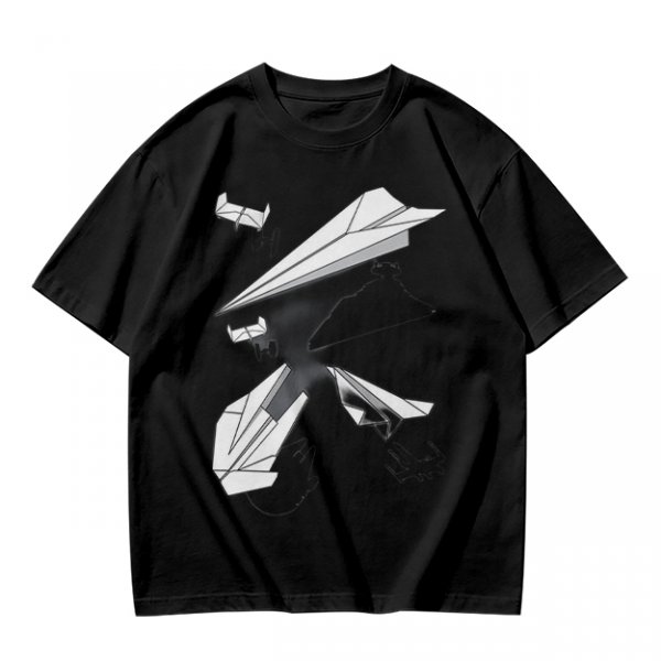 Olive T-Shirt with Paper Airplane Star Wars Inspired Print