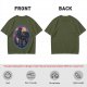 Olive T-Shirt Featuring Stylized Night Dragon In Swirling Oval Art
