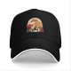 Black Baseball Cap With Anime Straw Hat And Sunflower Print