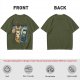 Olive T-Shirt With Grumpy Tabby Cat And Retro Cell Phone Print