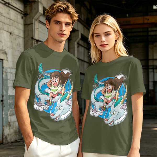 Spirited Away Chibi Haku and Chihiro Graphic T-Shirt