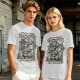 Olive t-shirt with medieval wanderer graphic and gothic text print