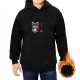 Black hoodie with cute raccoon and devil shadow graphic